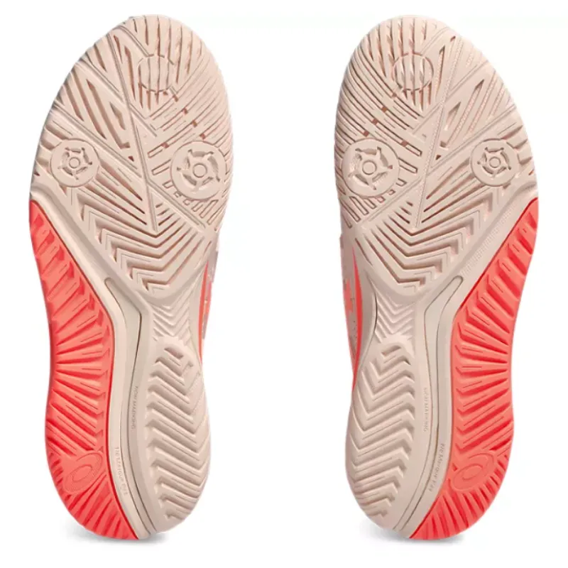 Motion control Sock Like Collar Fit Asics Resolution 9 Women Tennis Shoes - Pear Pink/Sun Coral