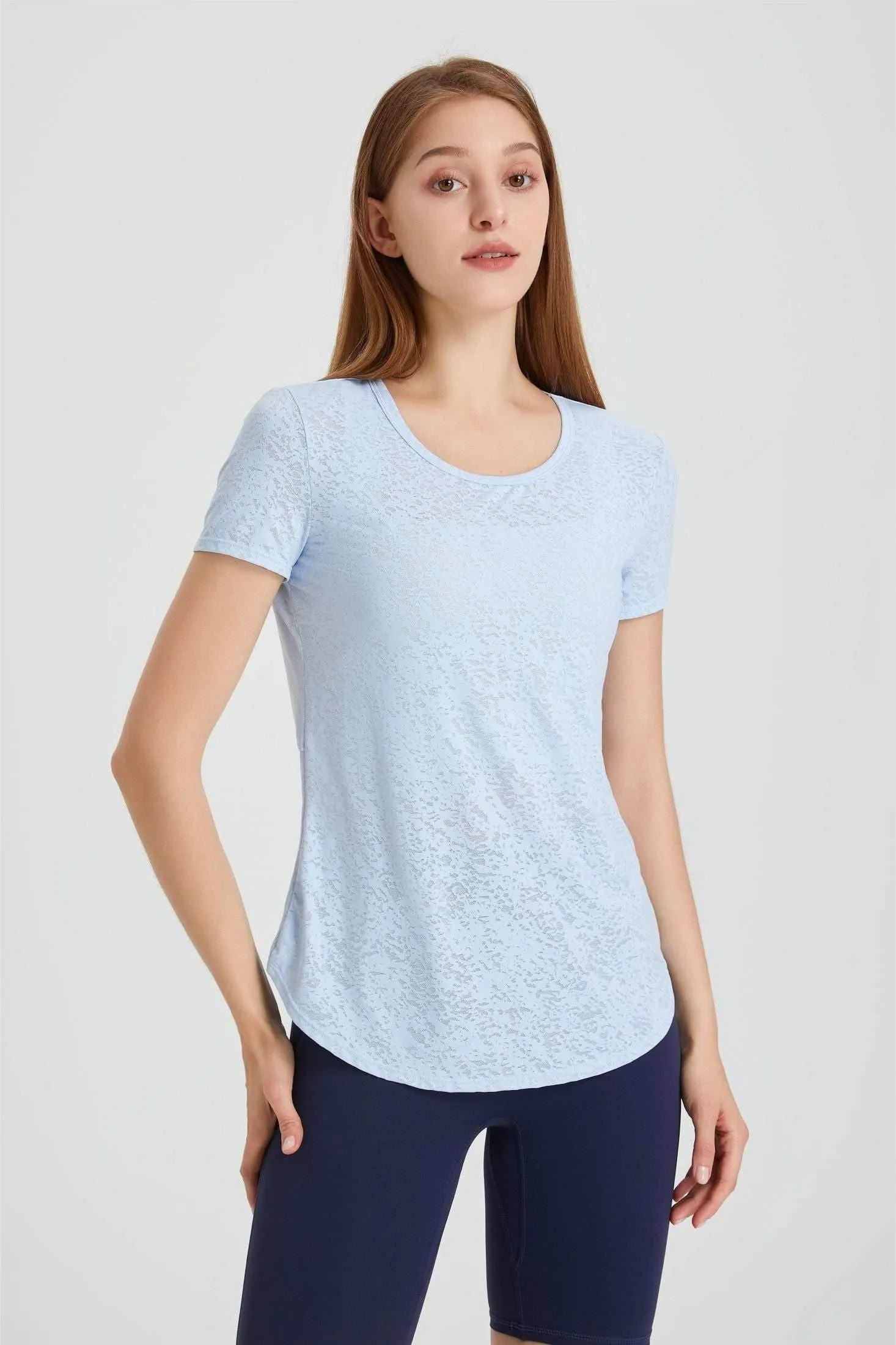 Back Cutout Twist Knot Short Sleeve T-Shirt Neat Edge Sunset Scene