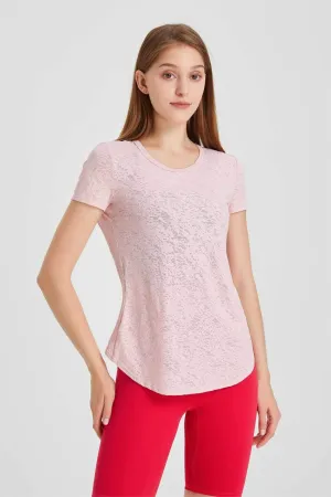 Back Cutout Twist Knot Short Sleeve T-Shirt Insulated Jacket