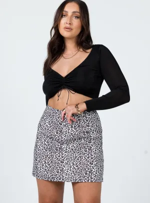 Selby Mini Skirt Black / White Leopard Twist Front Design Bold Mood