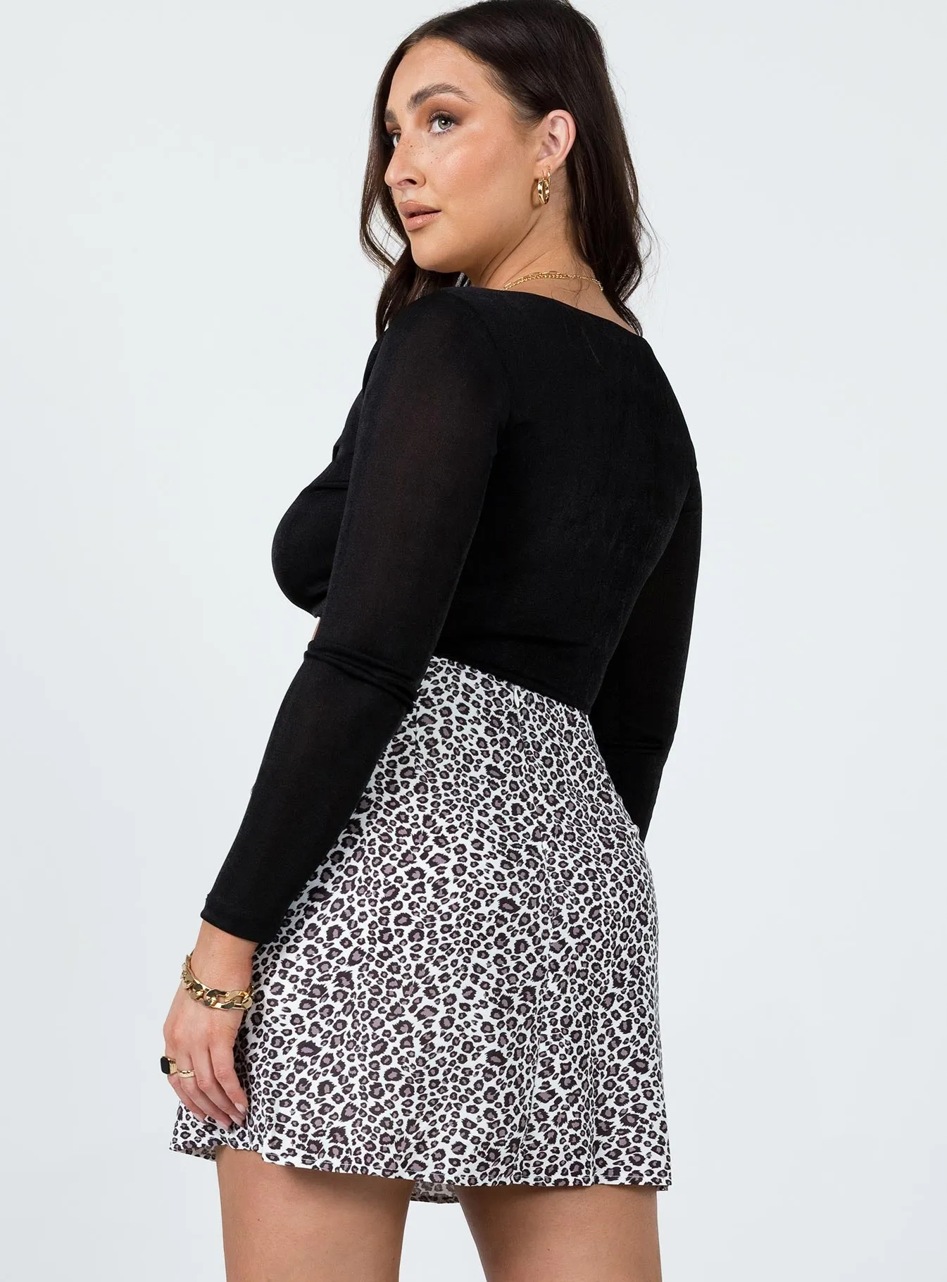 Selby Mini Skirt Black / White Leopard Non Restrictive