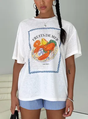 Larry Lobster Oversized Tee White Casual Essentials
