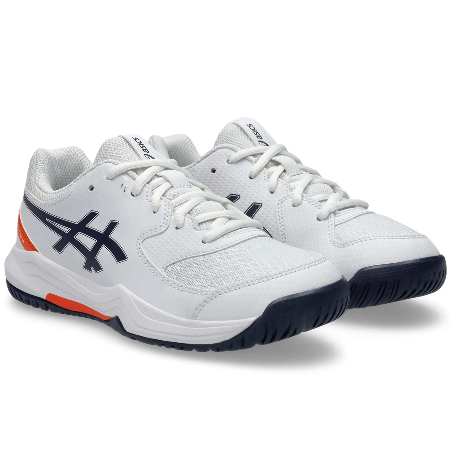 Anatomical Shape Last Heat Resistant Materials Asics Gel-Dedicate 8 GS Kids Tennis Shoes - White/Indigo Fog