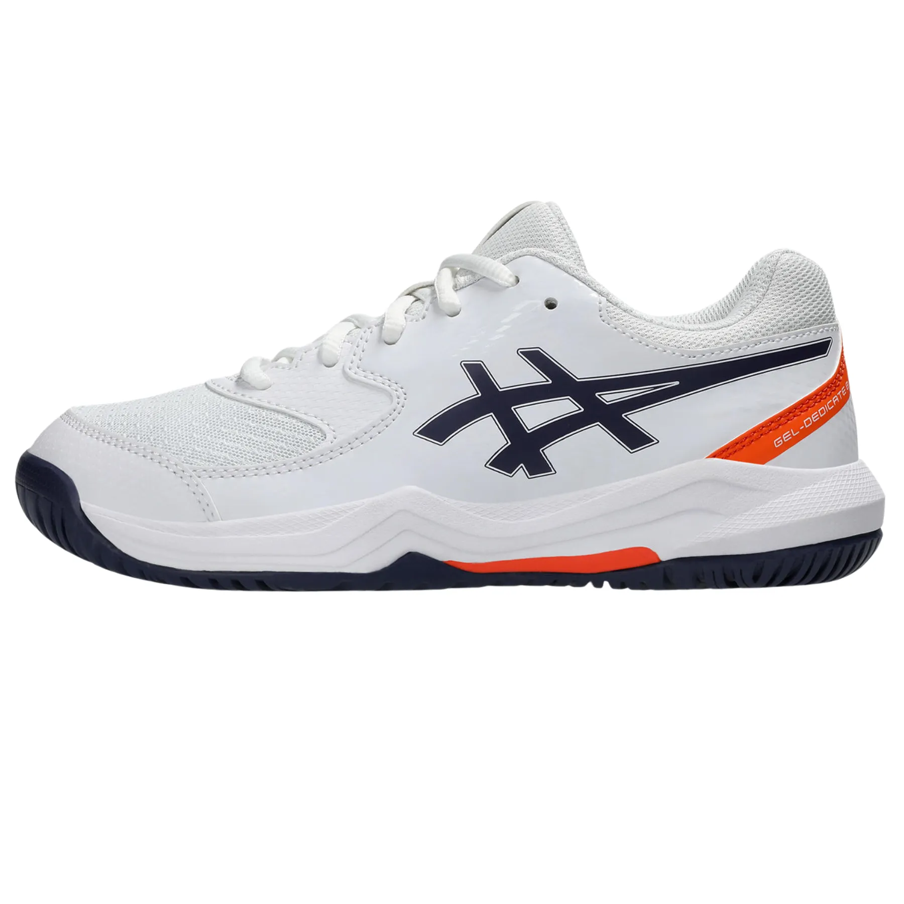 Cushioned Footbed Asics Gel-Dedicate 8 GS Kids Tennis Shoes - White/Indigo Fog