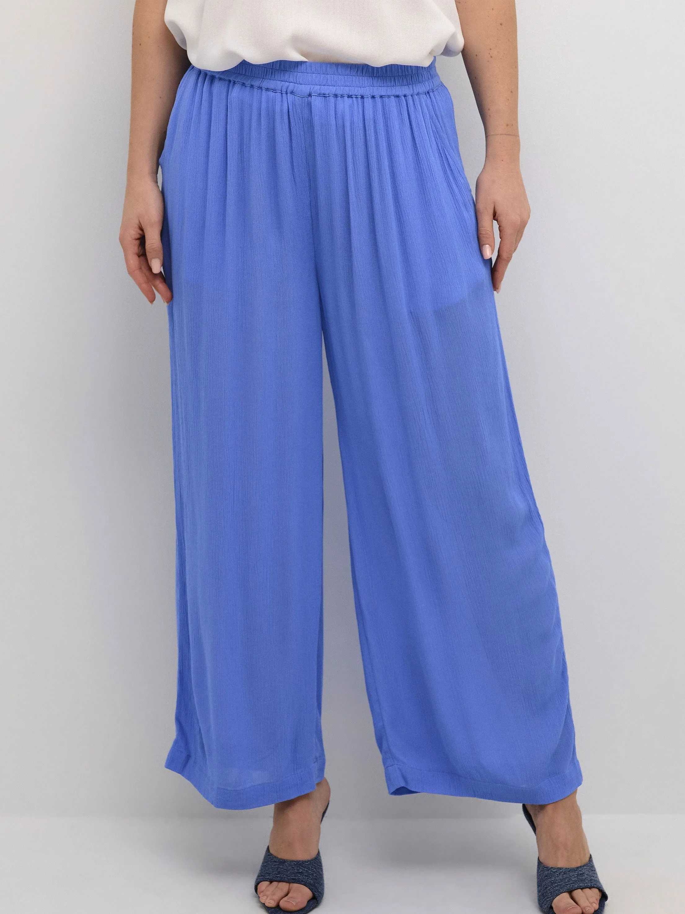 Women's Plain Gauze Pants,Blue On The Go