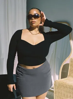 Selby Mini Skirt Grey Curve Outfit Combo Crossback Strap