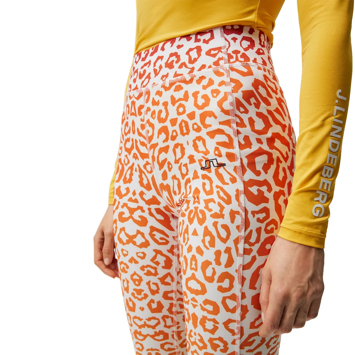 J.Lindeberg Women's Zena Print Tights - Leo Reflect Sunset GussetedCrotch Functional Design