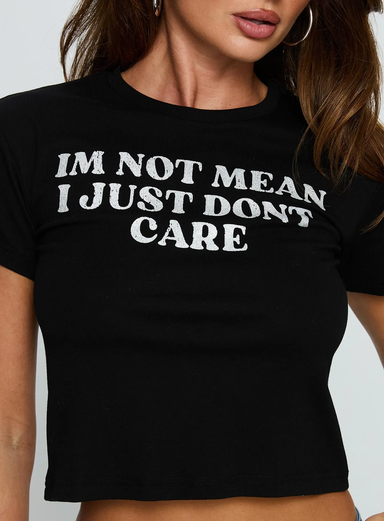 I'm Not Mean Graphic Top Black Trendy Piece Everyday apparel
