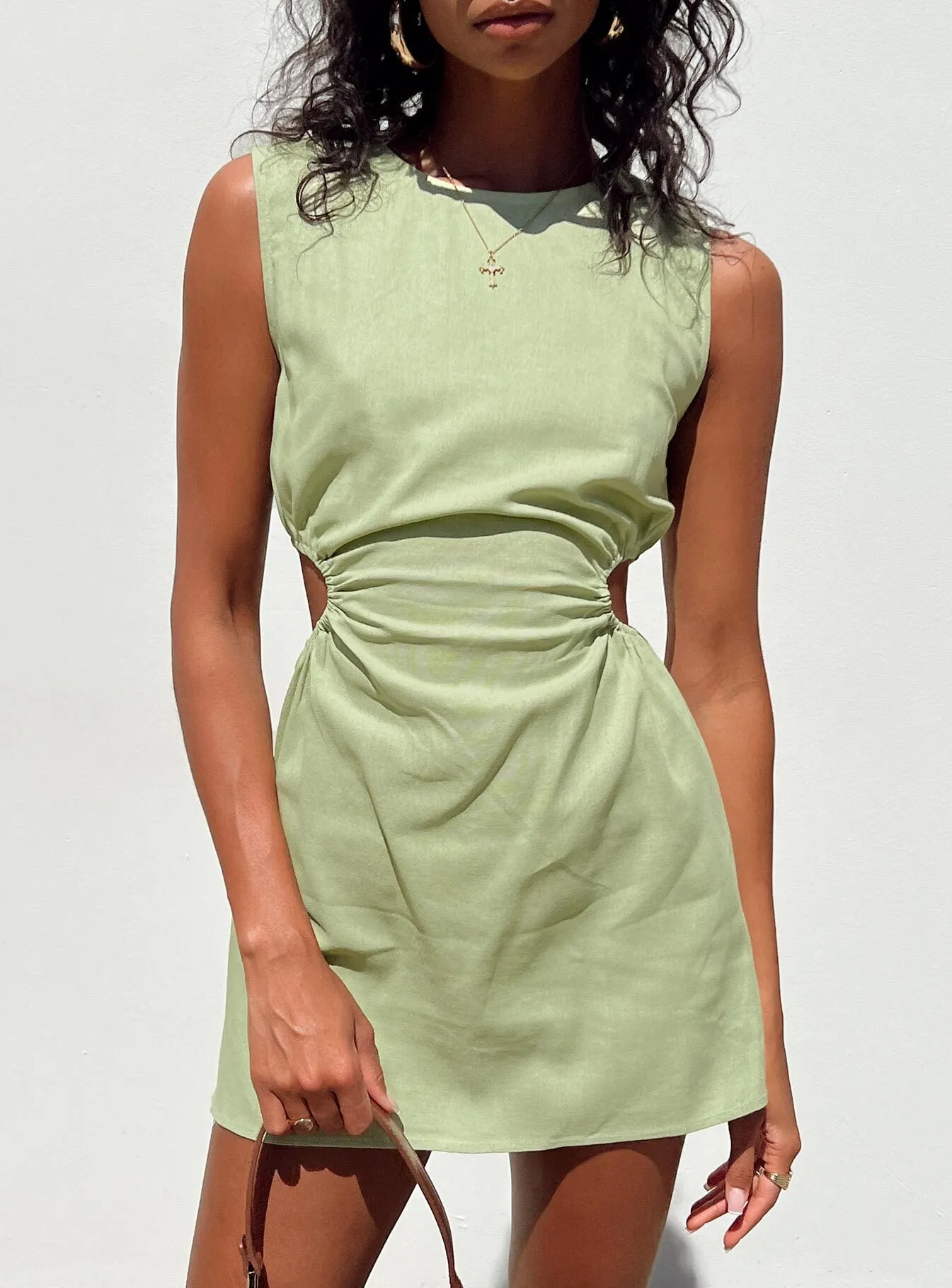 Mayzie Mini Dress Green Elegant Fabric