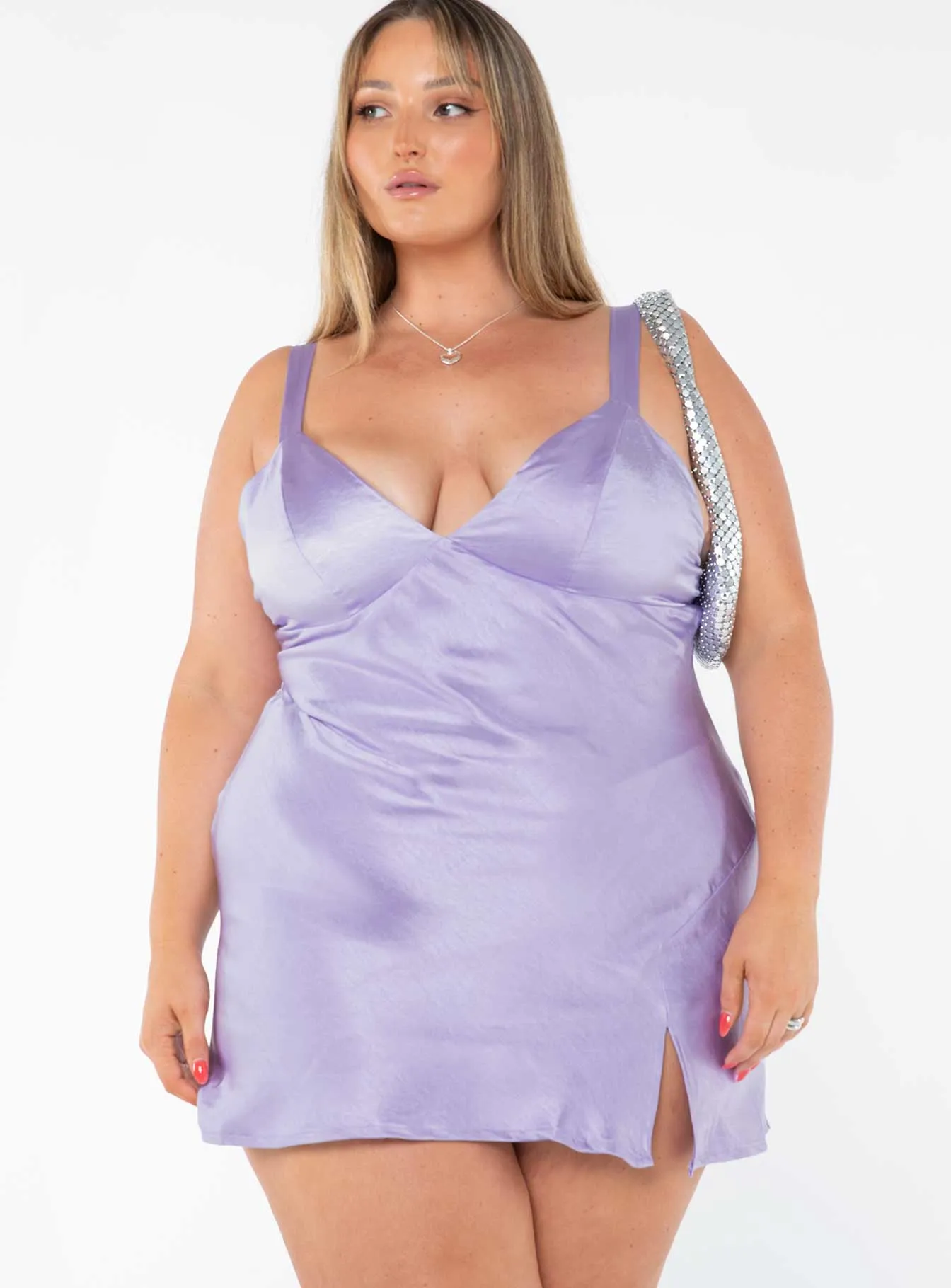 Star Shining Mini Dress Purple Curve Flared shape