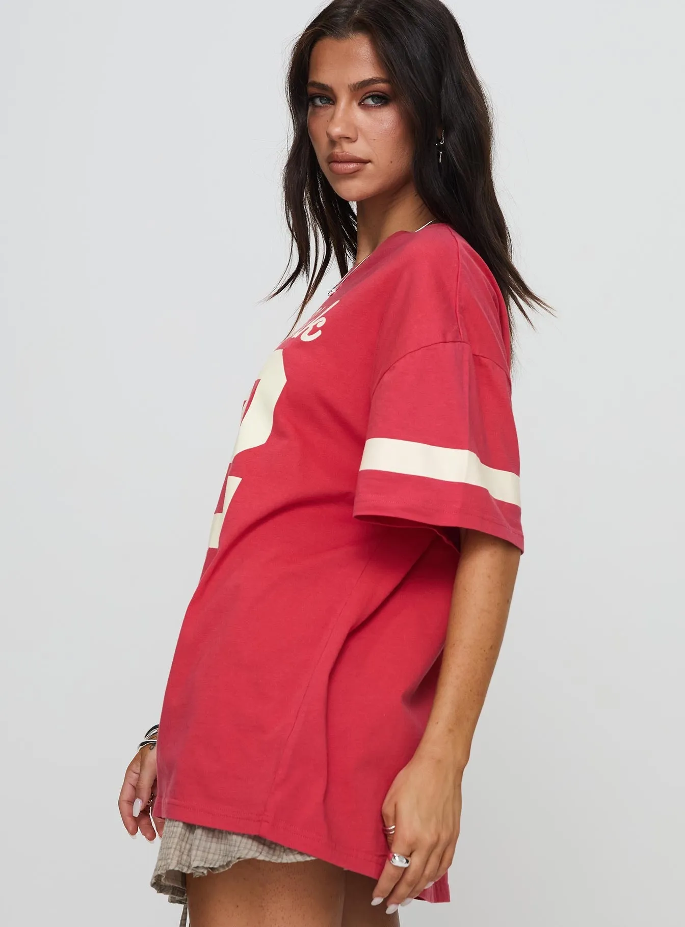 New York 95 Oversized Tee Red hiking clothes MultipurposeUse