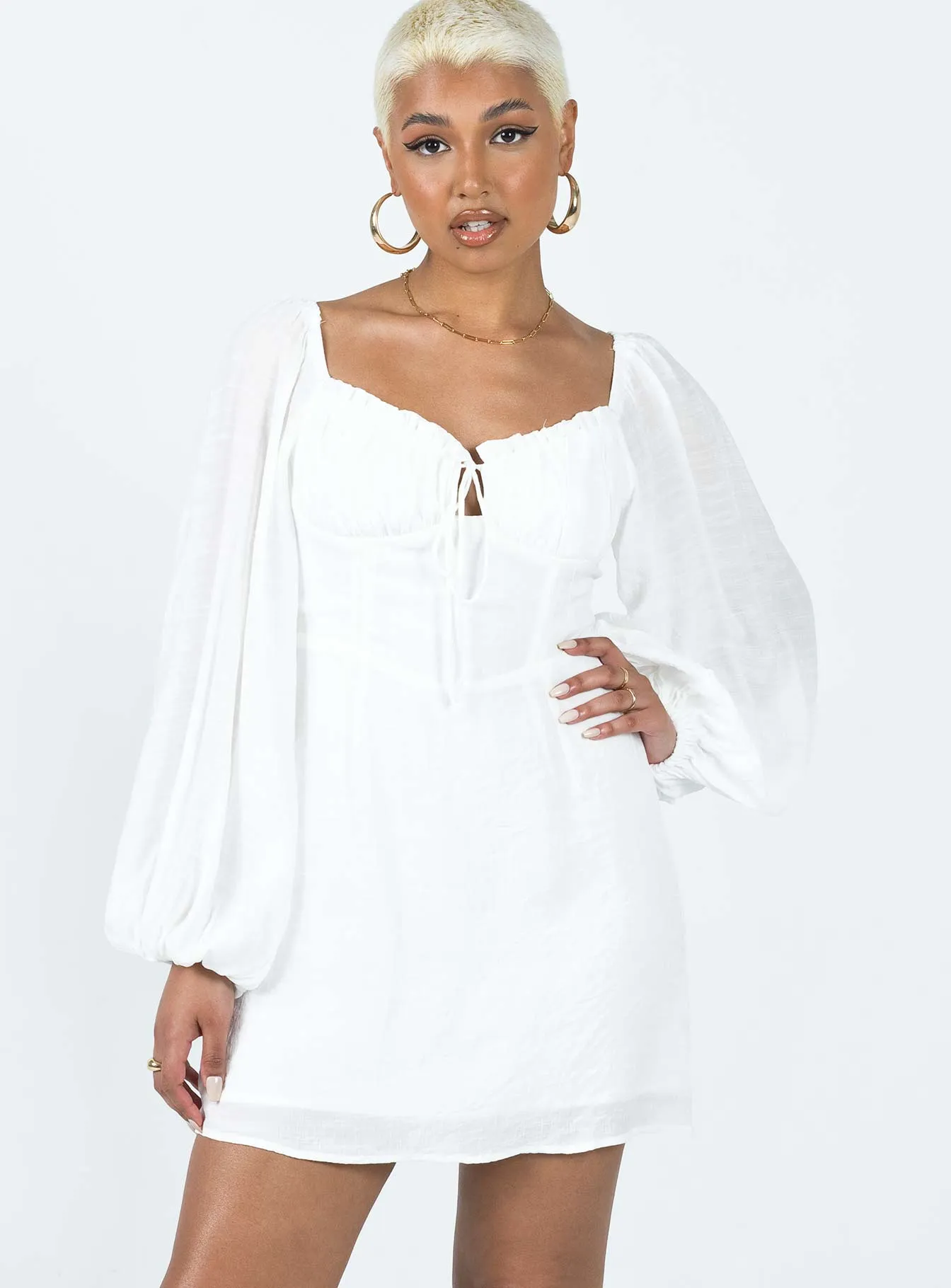 Effortless Waist Design Minimal Details Milly Mini Dress White