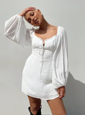 Milly Mini Dress White Light Layers Embroidered Fabric