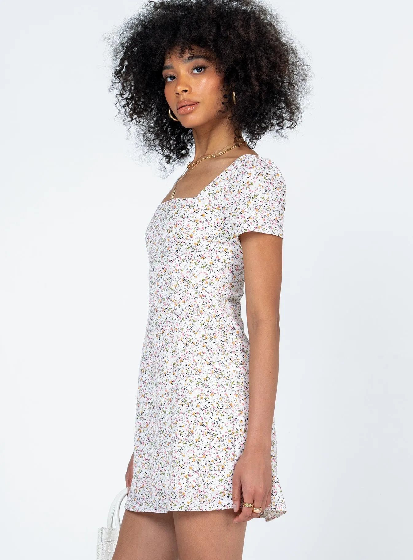 Hastings Mini Dress White Floral cut out