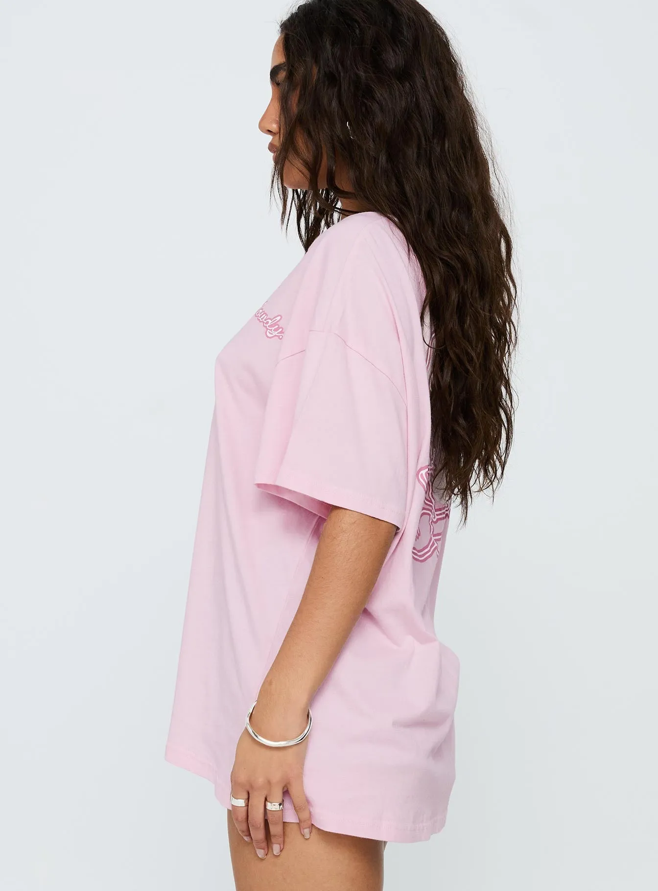 Casual Fashion Howdy Partner Oversized Graphic Tee Pink