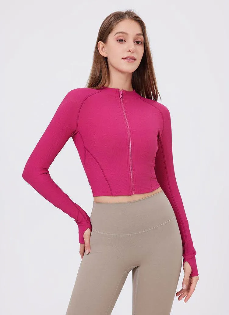 Standing Collar Zipper Yoga Jacket outdoor mode