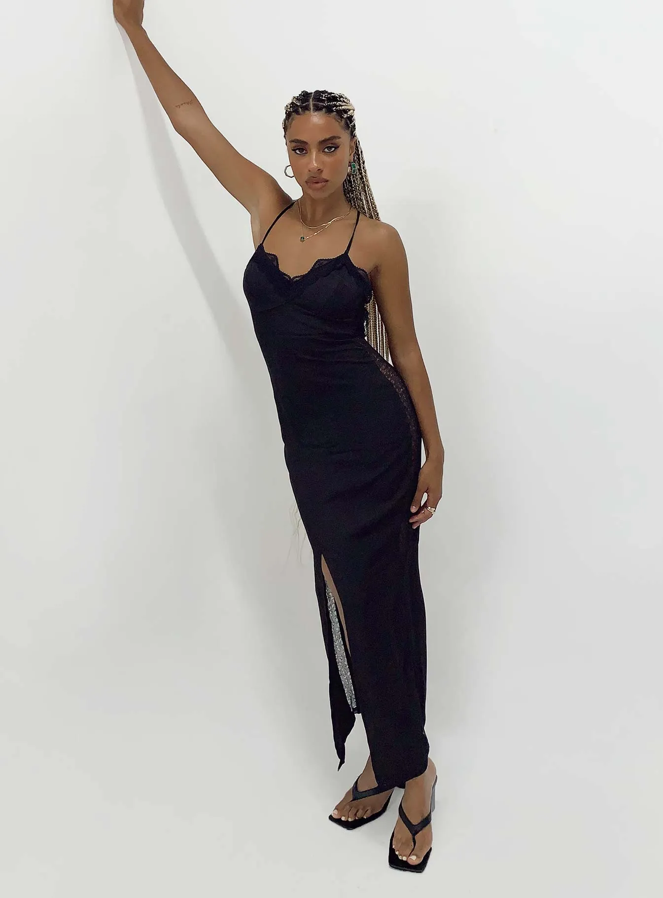 Hudson Midi Dress Black Drapey Fabric