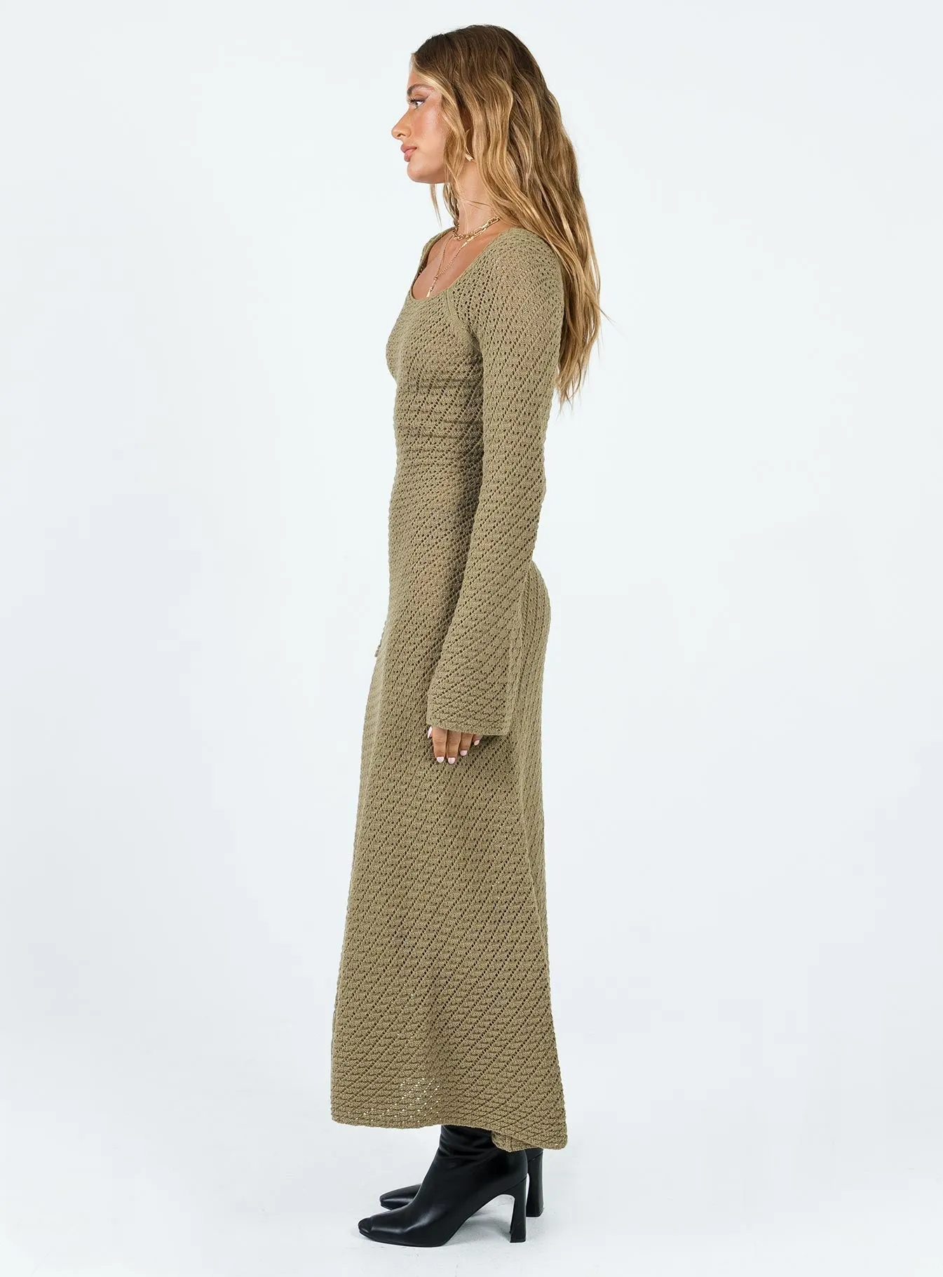 Moment Light Lorena Long Sleeve Maxi Dress Khaki