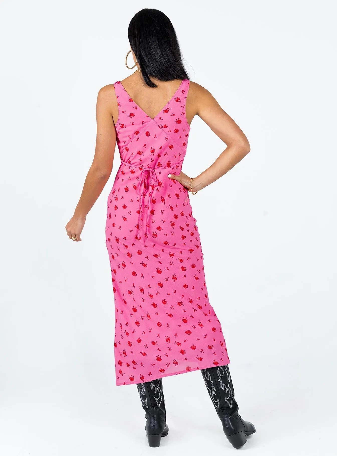 Sariah Midi Dress Pink Floral Minimal Mood City Rhythm