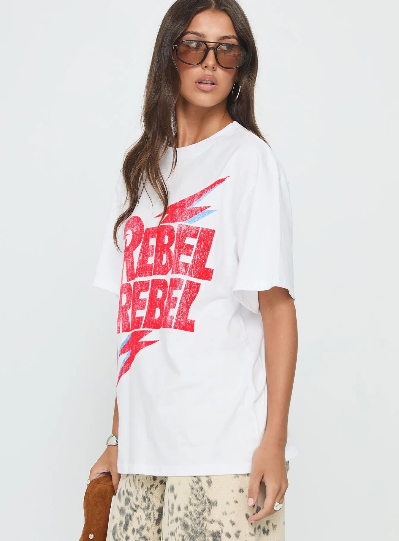 Rebel Rebel Oversized Graphic Top White Active Essentials