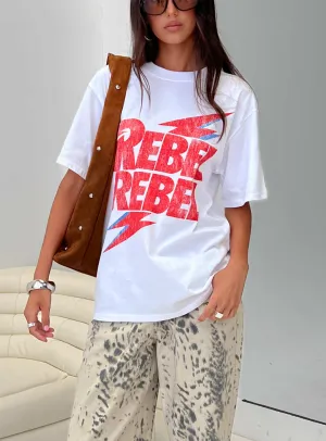 MoistureWicking Rebel Rebel Oversized Graphic Top White