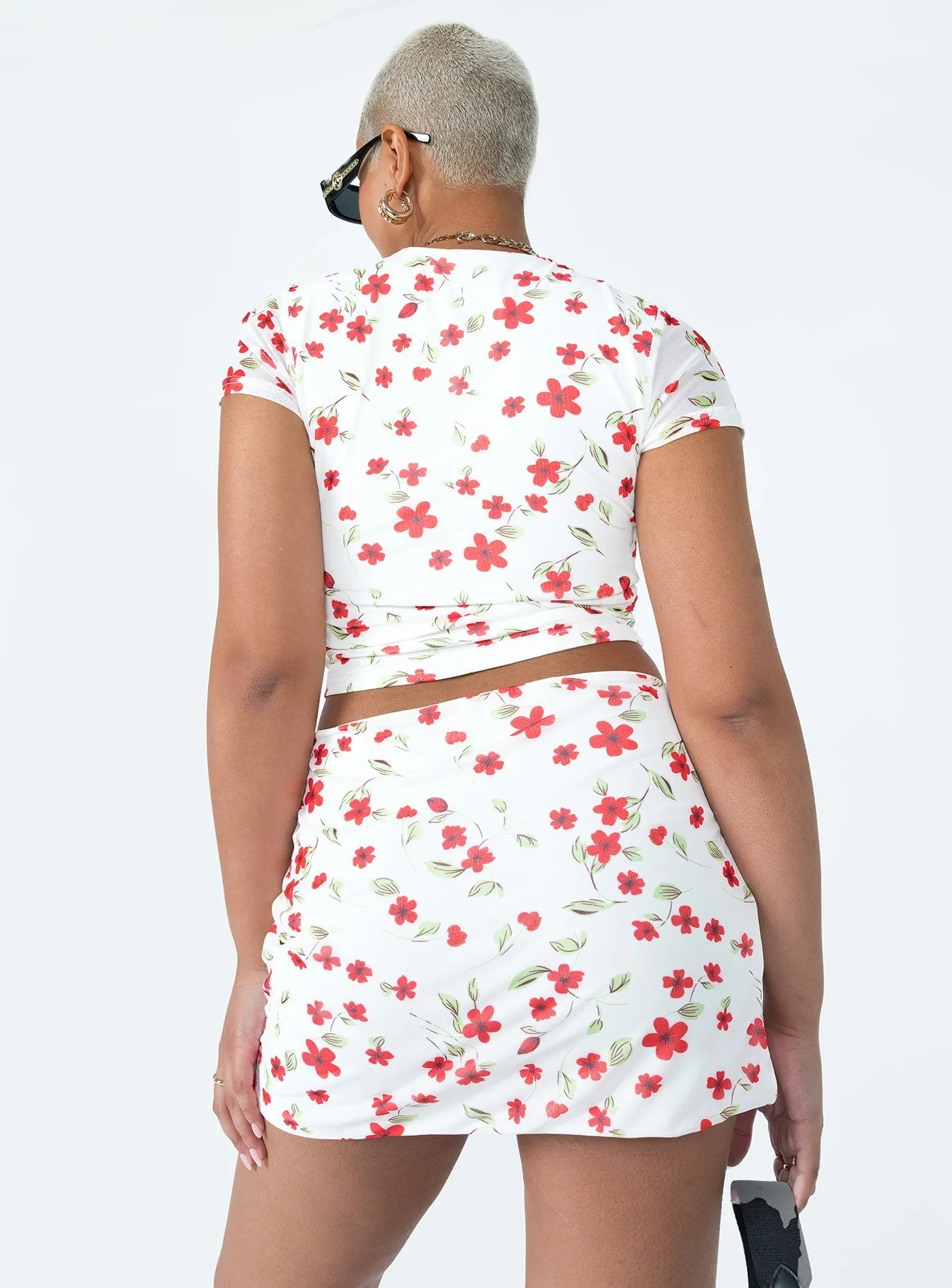 Light Touch Bold Move Mini Skirt White Floral