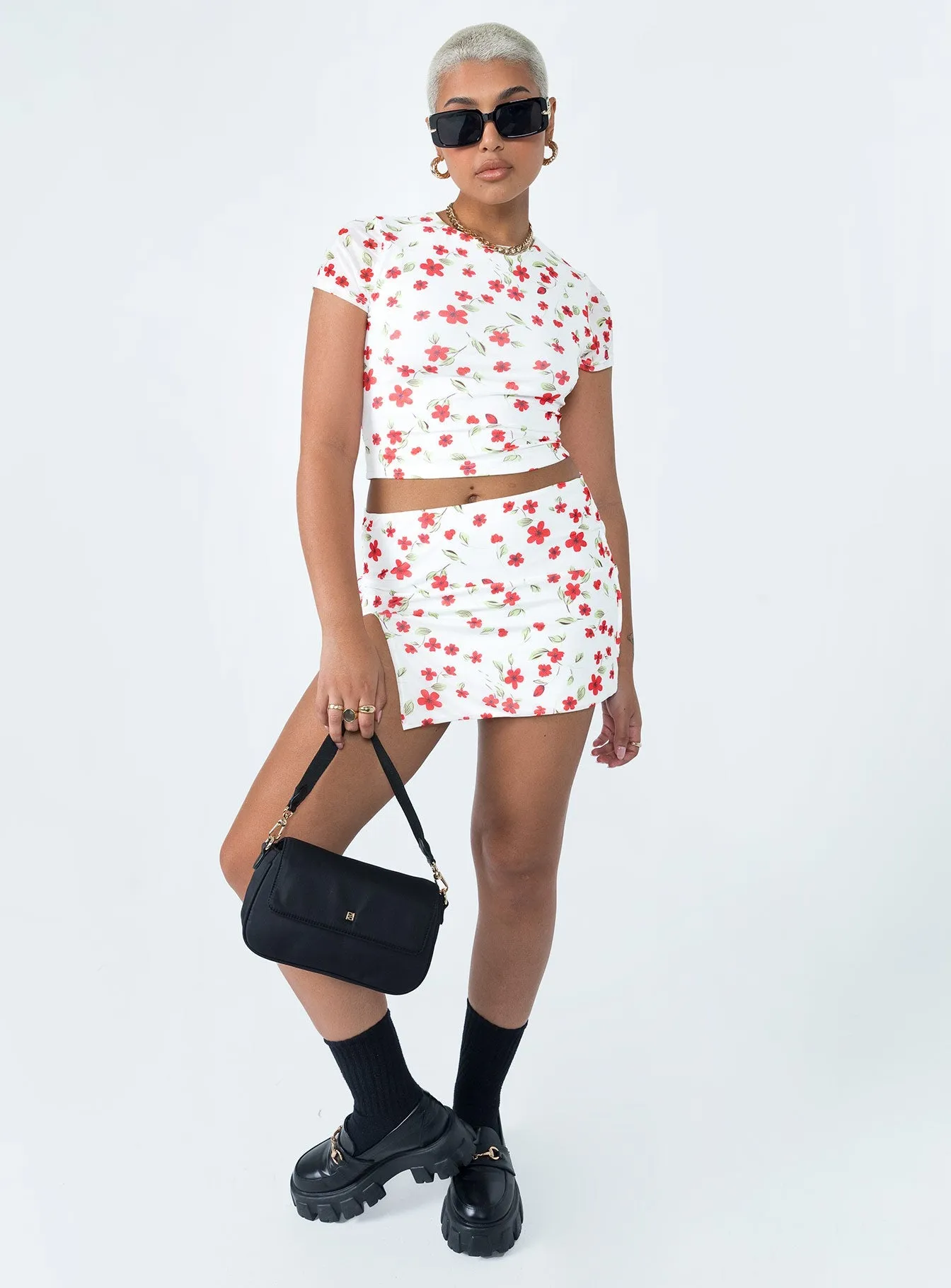 Bold Move Mini Skirt White Floral Bold Statement