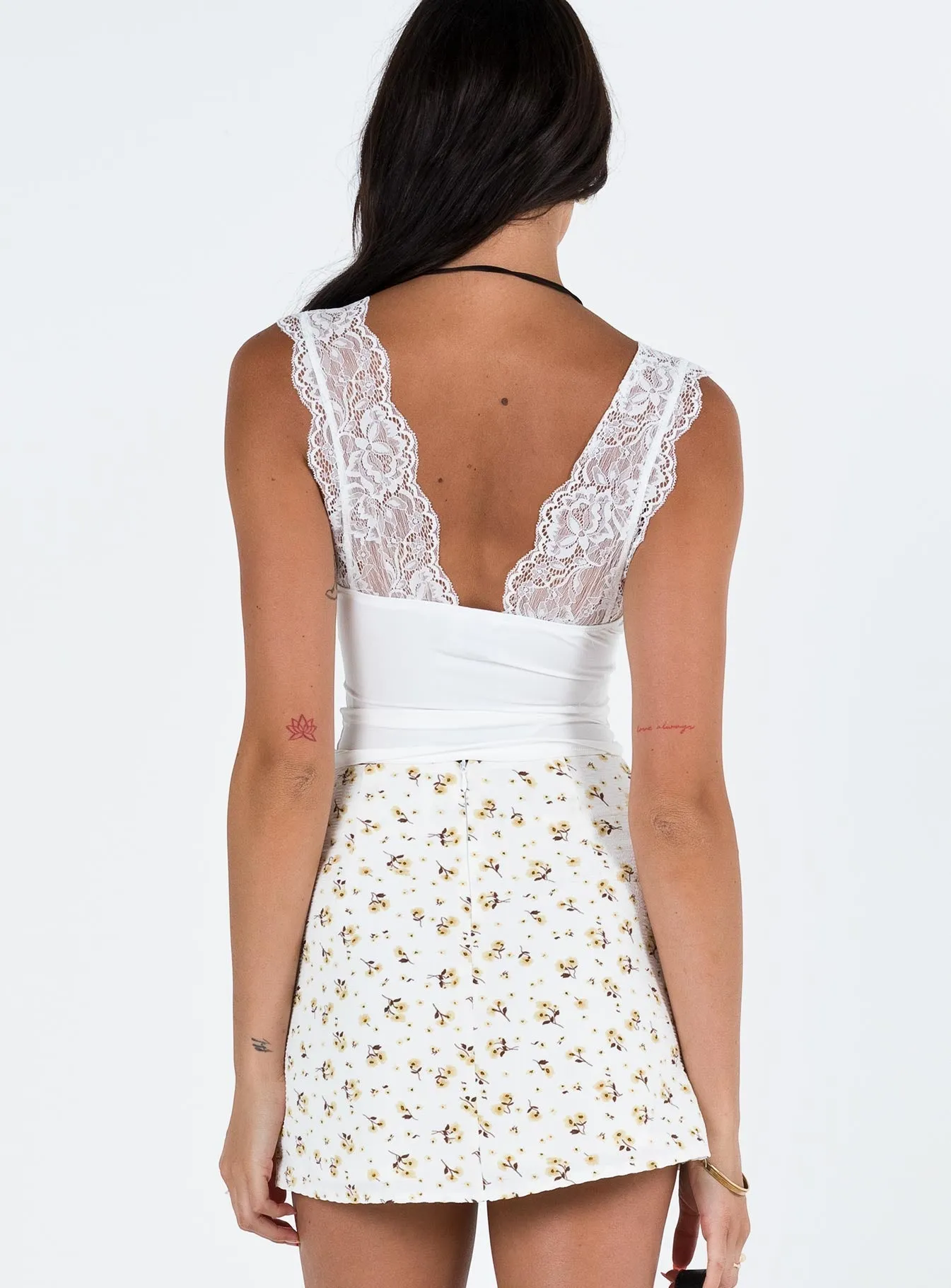 Modern Combo Flexible Knit Selby Mini Skirt White / Yellow