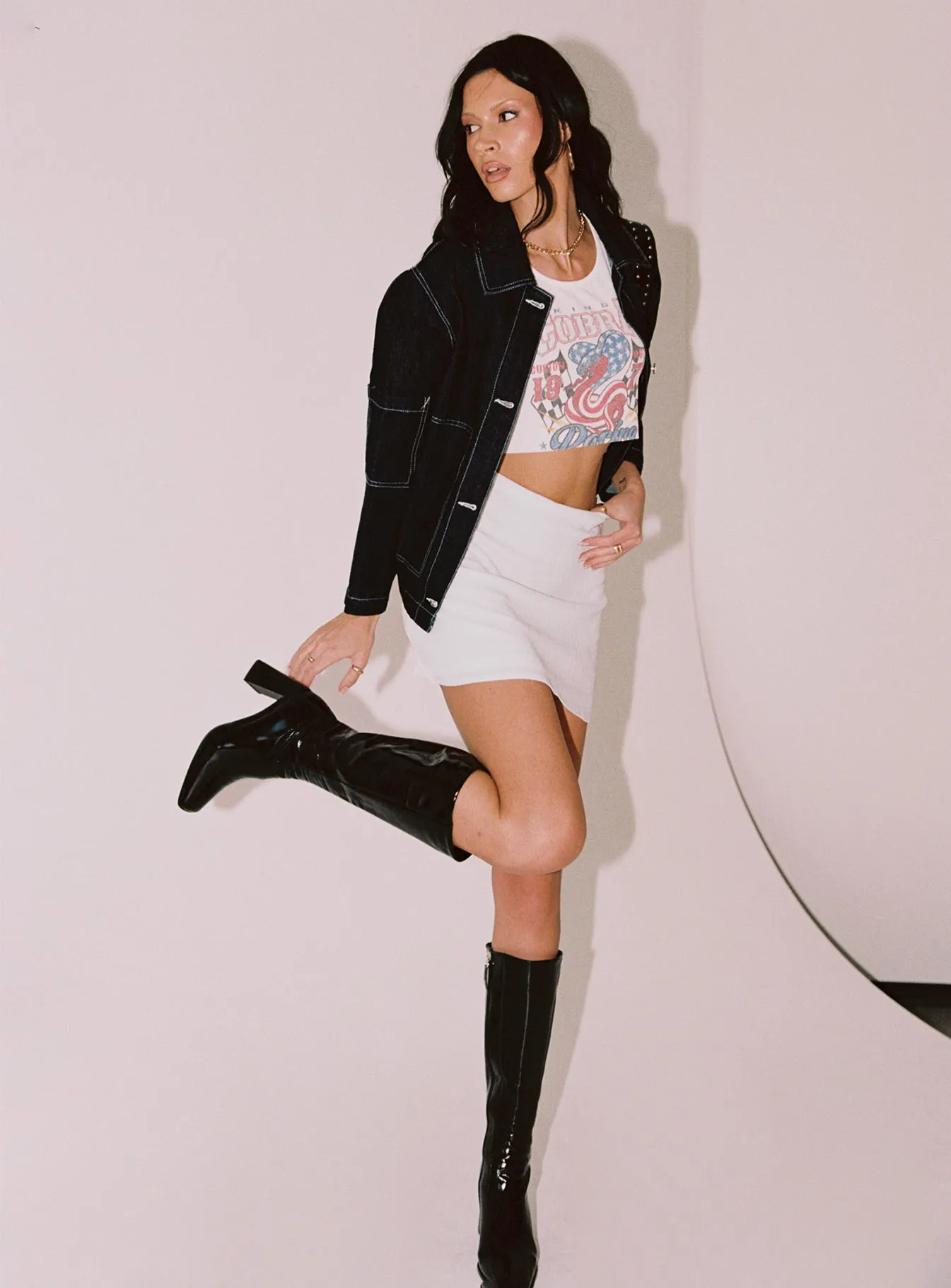 Ombre effect Wrinkle Resistant Buddy Mini Skirt White