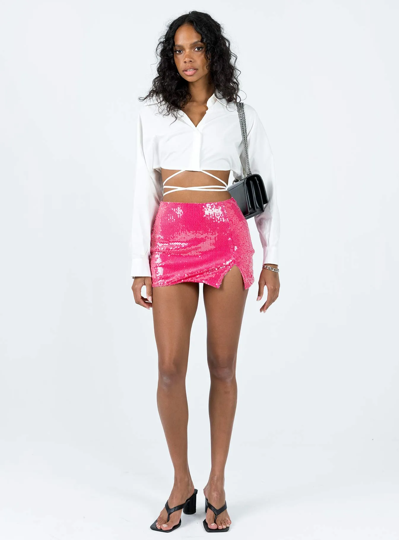 Hannam Micro Mini Skirt Pink Durable Stitching Elegant Flow