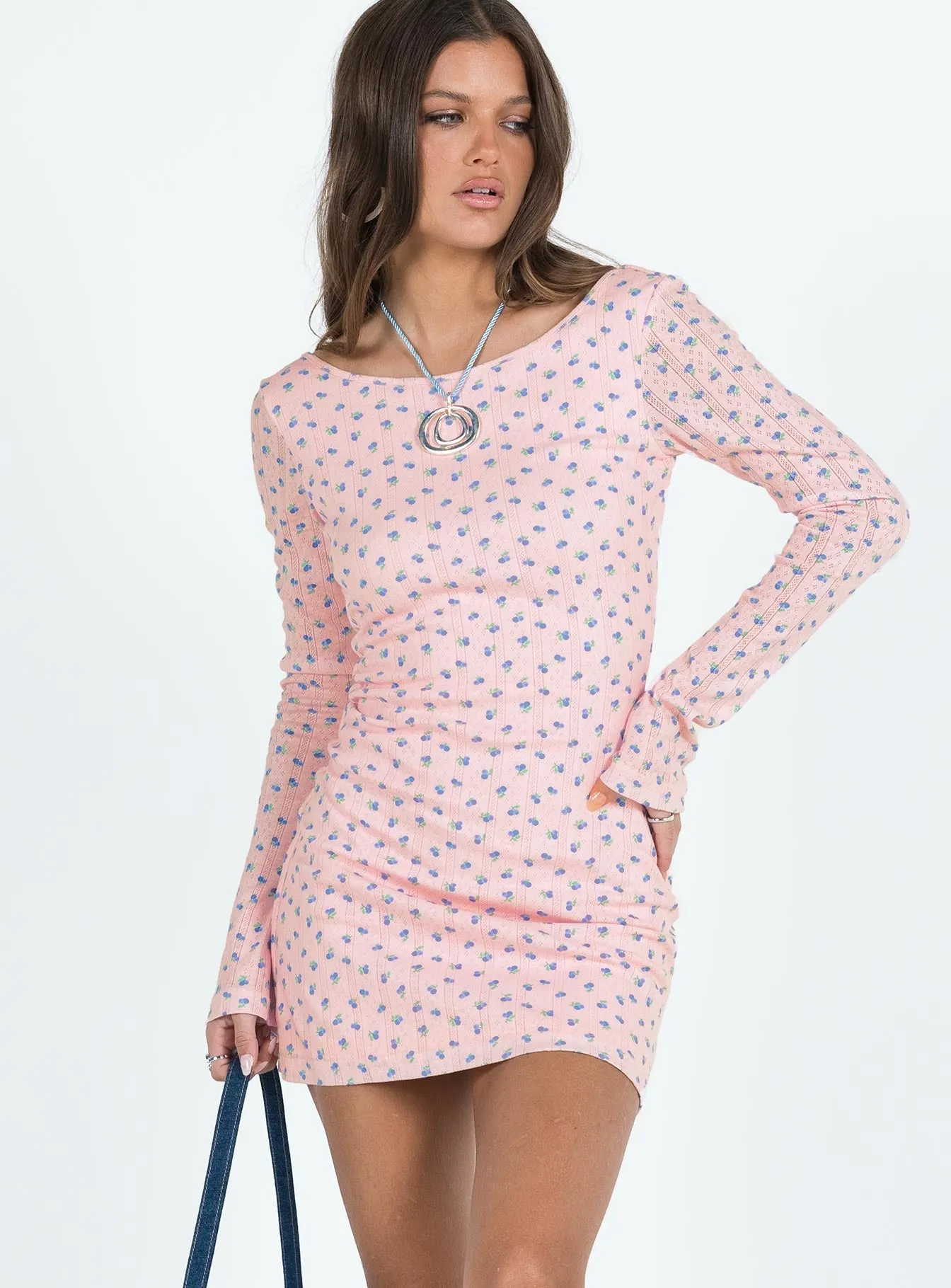 Hallea Long Sleeve Mini Dress Pink Seasonal Wear Coastal Soft