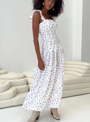Alver Maxi Dress White Floral Soft And Comfortable