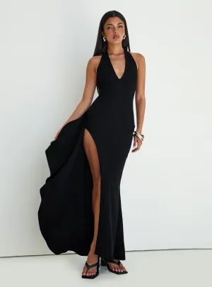 Guisefene Halter Maxi Dress Black City Essential