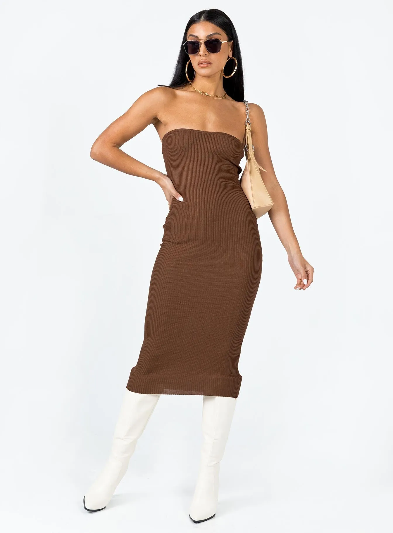 Playful and flirty dress Simple Texture Paige Strapless Maxi Dress Brown