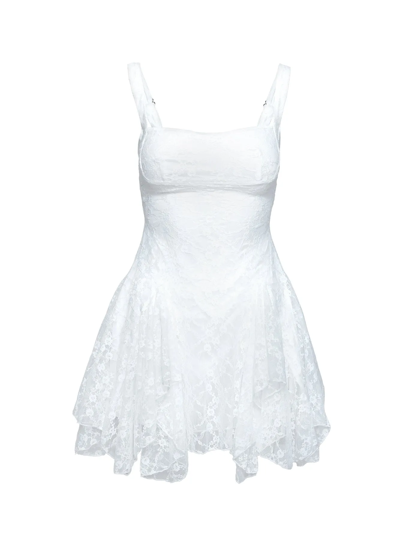 Polished Tailoring Dreamy Layers Everglimmer Lace Mini Dress White