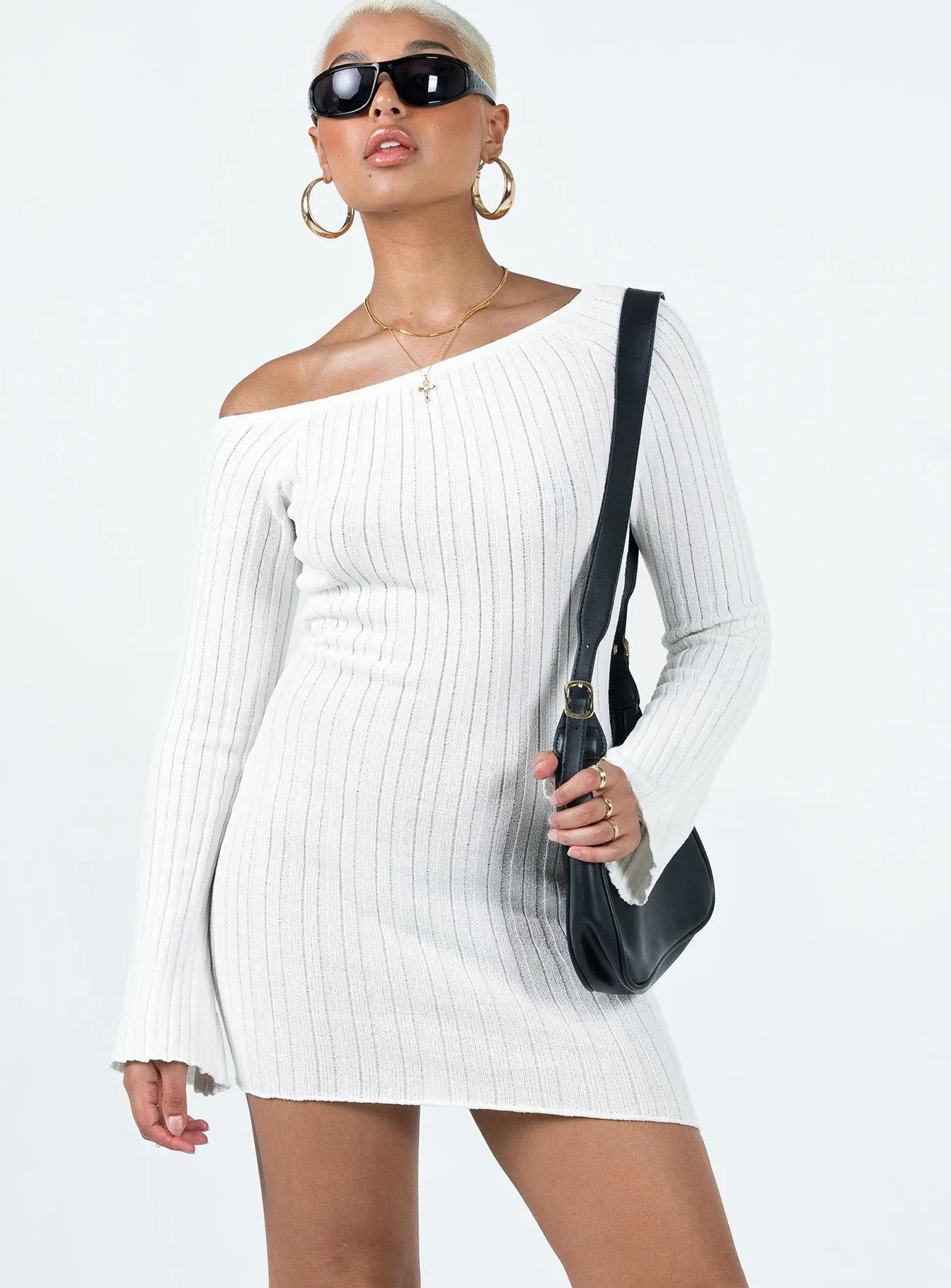 Santorini Knit Mini Dress White Daywear Comfort Power Soft
