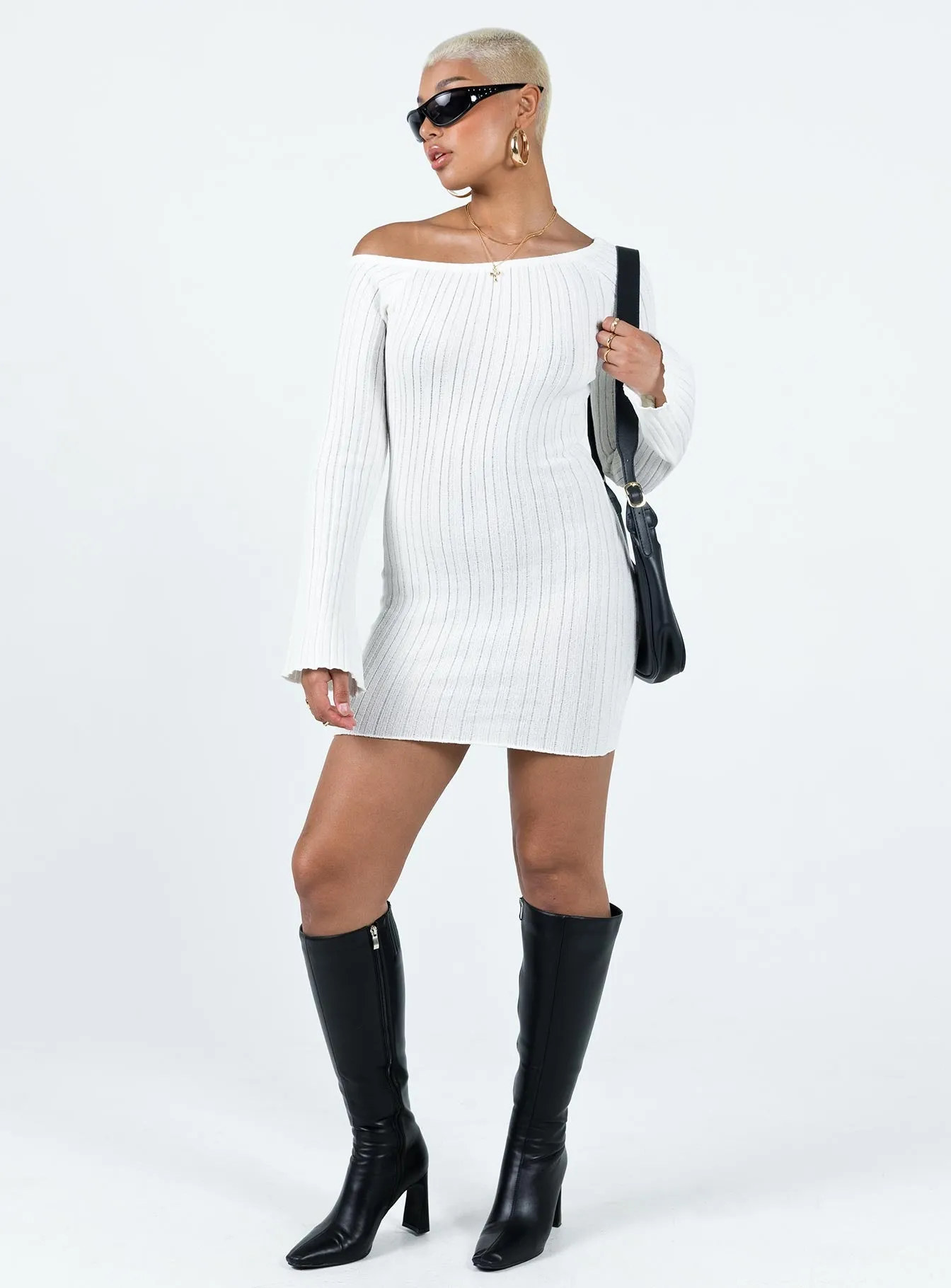 Light Wrap Santorini Knit Mini Dress White