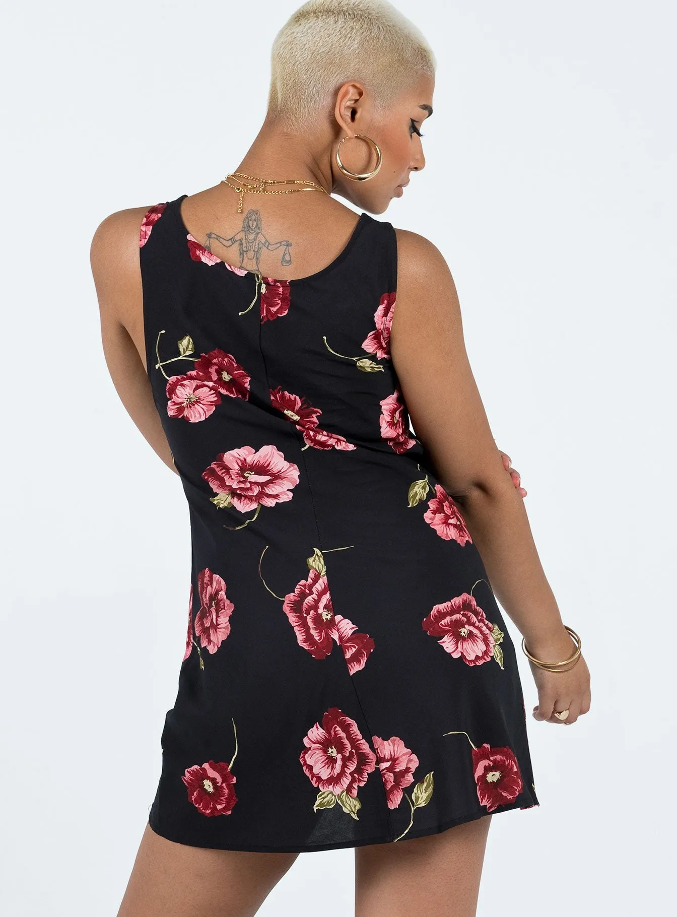 Shelli Vintage Floral Mini Dress Black / Multi All Fit Style Shine Dressy