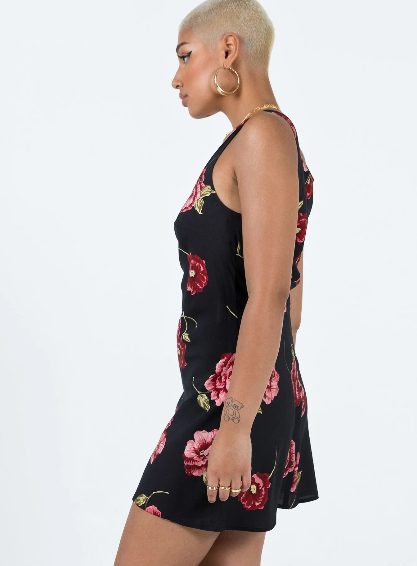 Recycled-Material Shelli Vintage Floral Mini Dress Black / Multi