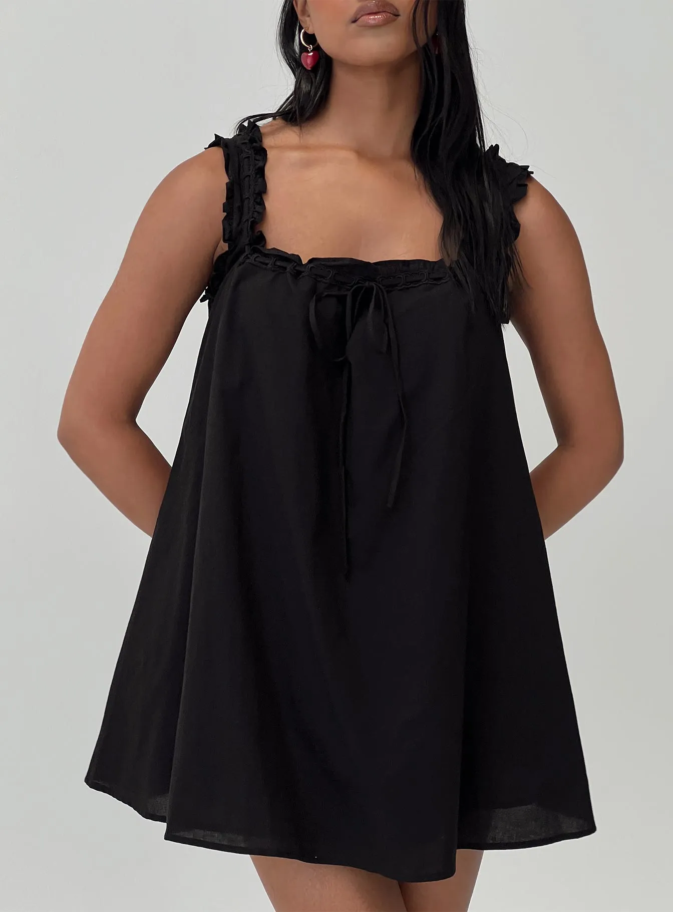 Modern Fit Photo Light Swing Mini Dress Black Petite