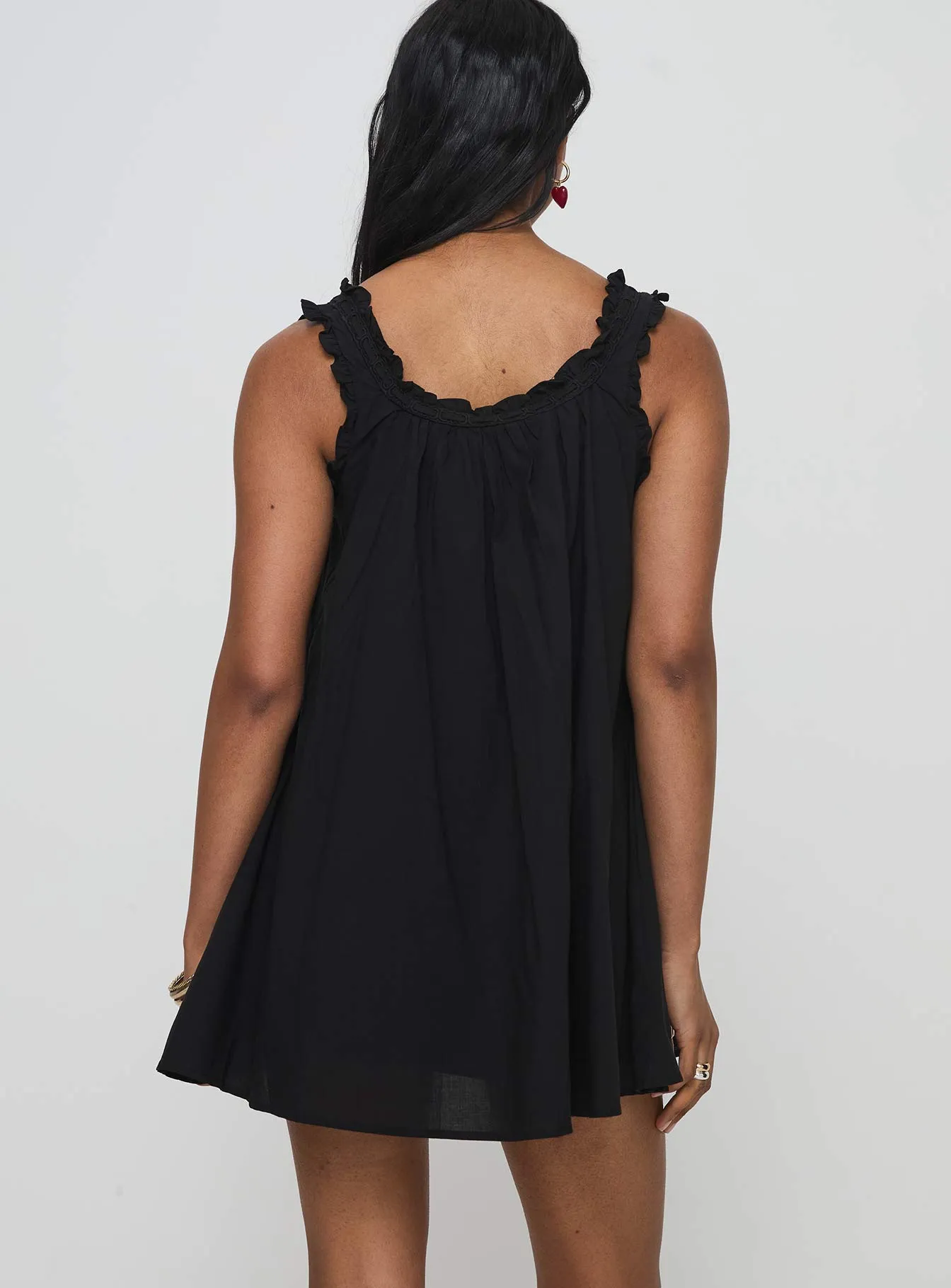 Swing Mini Dress Black Petite Flare Swing Soft Feel