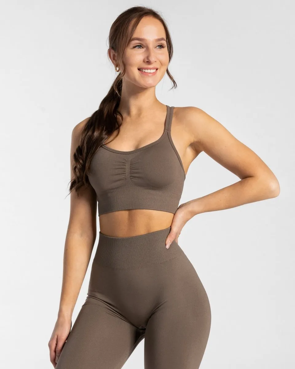 Eco-friendly Neutral athletic apparel Timeless Scrunch Bh "Taupe"