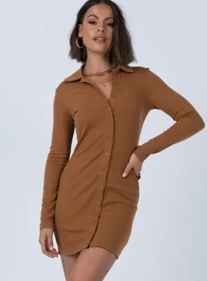 Trendy Look Evening Glow Downtown Mini Dress Brown