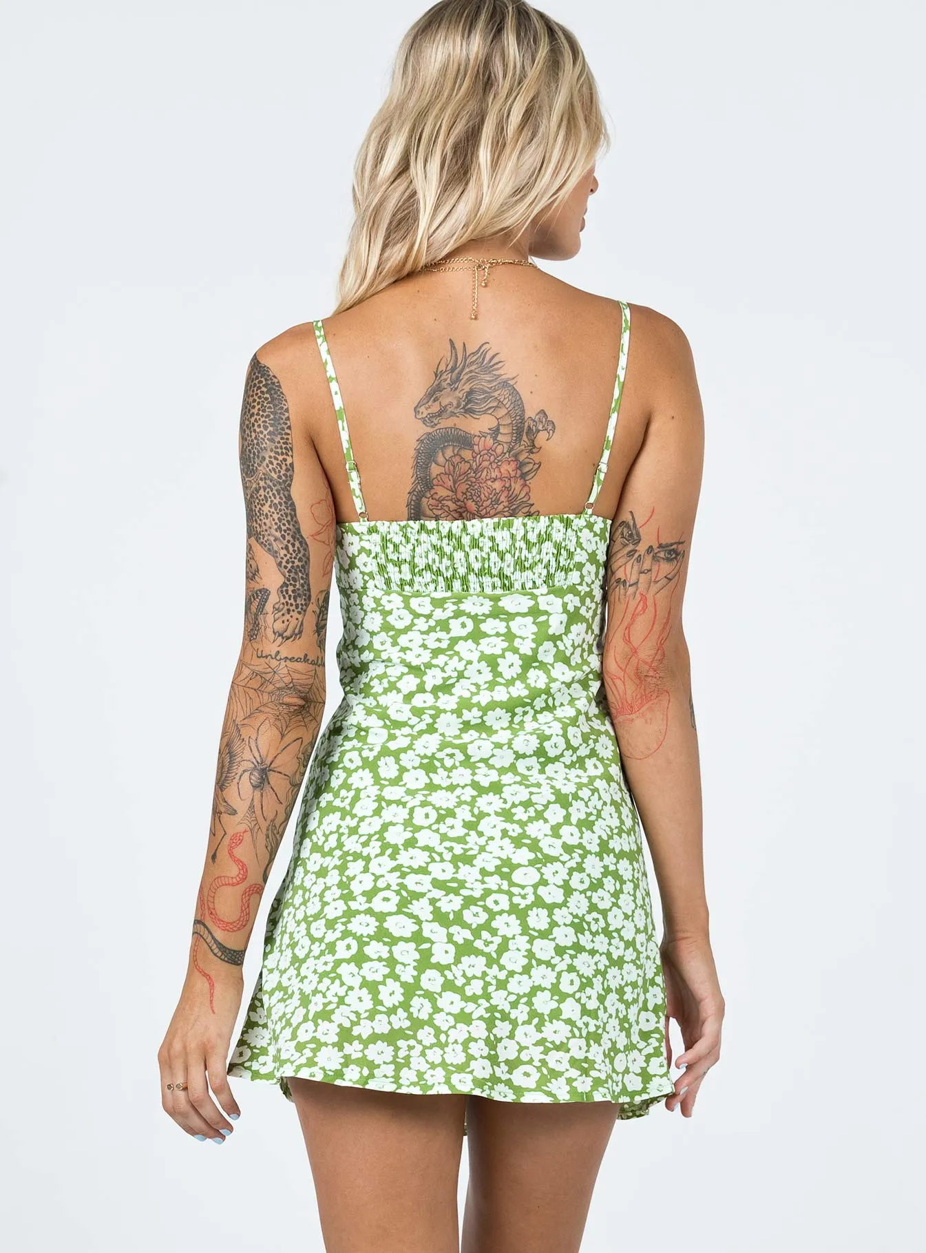 soft look Travel Ready Tasmin Mini Dress Green Floral