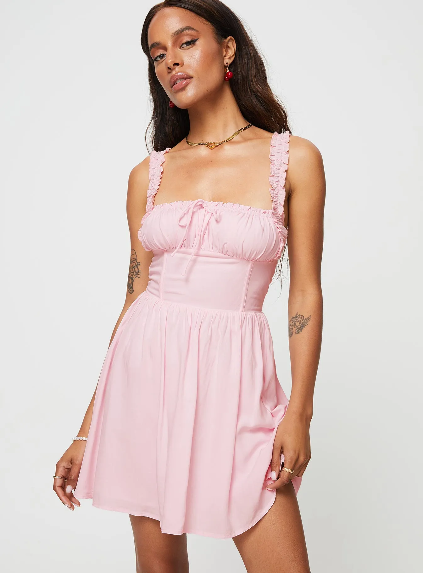 Off-Shoulder Keltie Mini Dress Pink