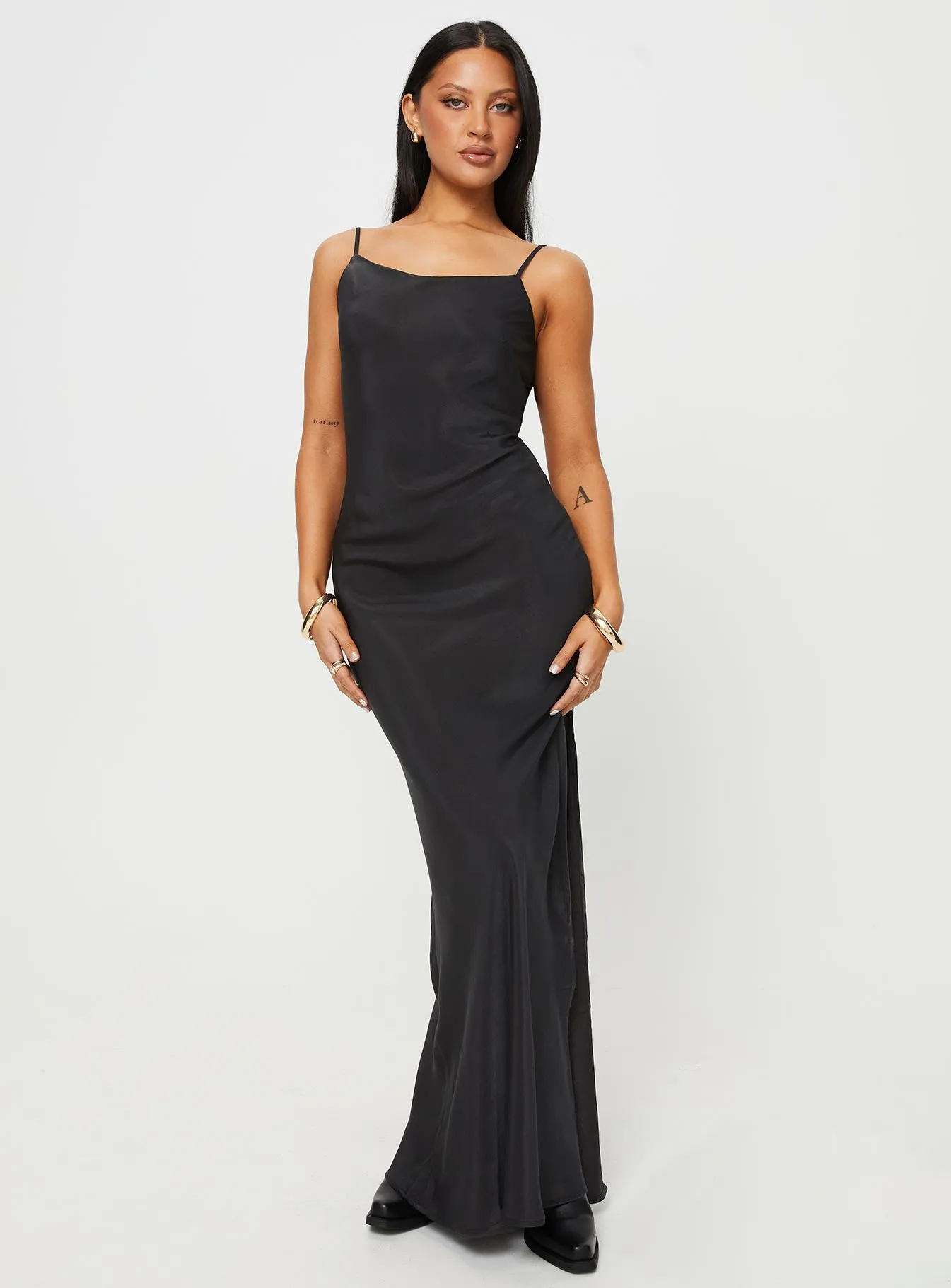 Light And Airy ConvertibleNeckline Damelio Low Back Maxi Dress Black