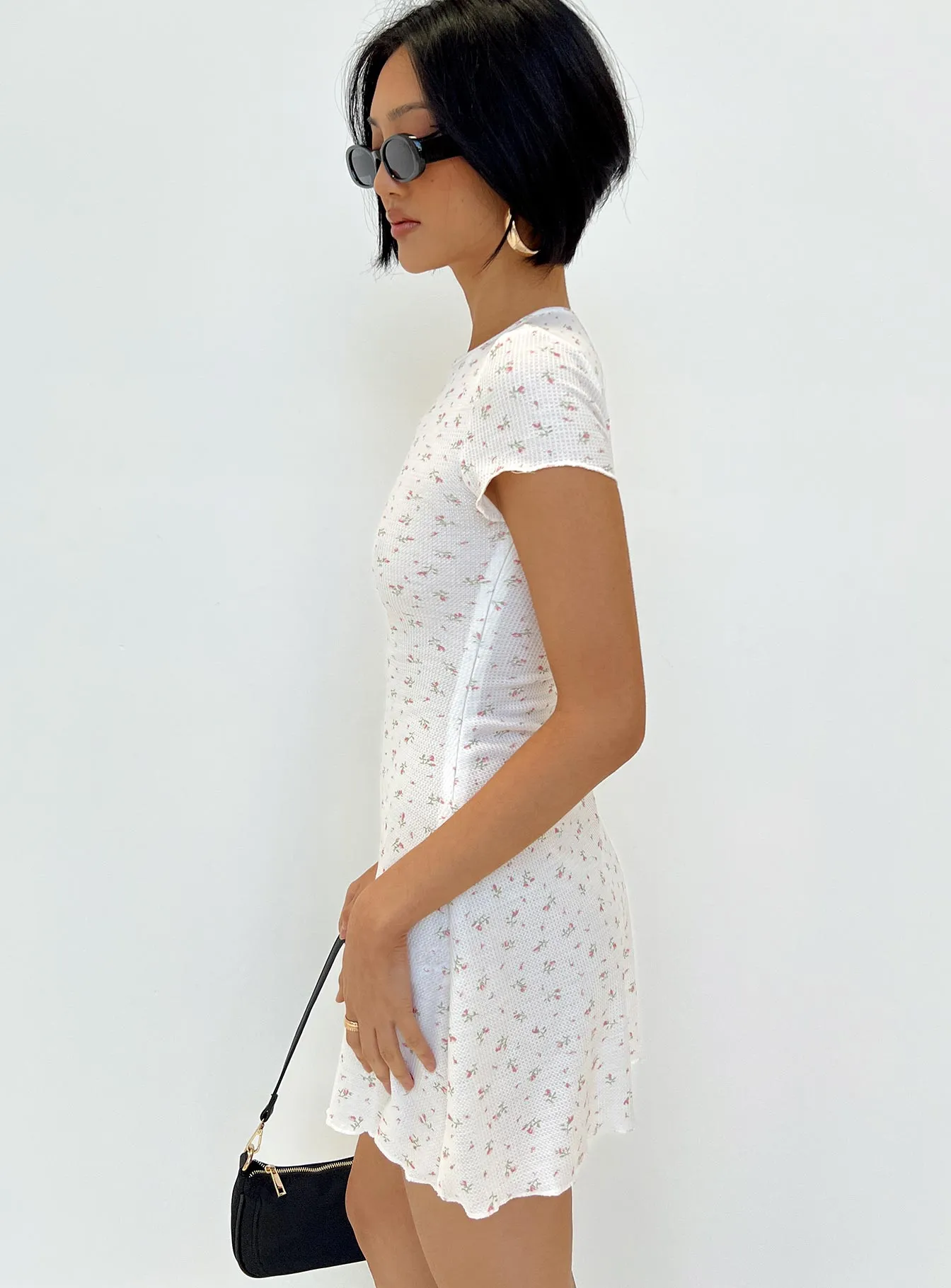 Patton Mini Dress White Floral Bold-Color Perfect Fit Wear