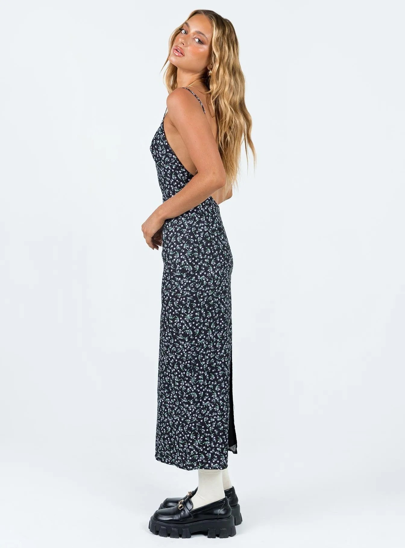 Arkana Maxi Dress Black Floral Chic Everyday Wear