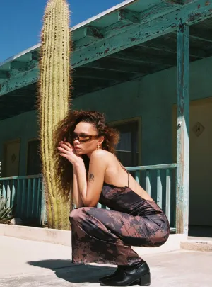 Charlow Maxi Dress Black / Brown Nordic Plain Trend Texture