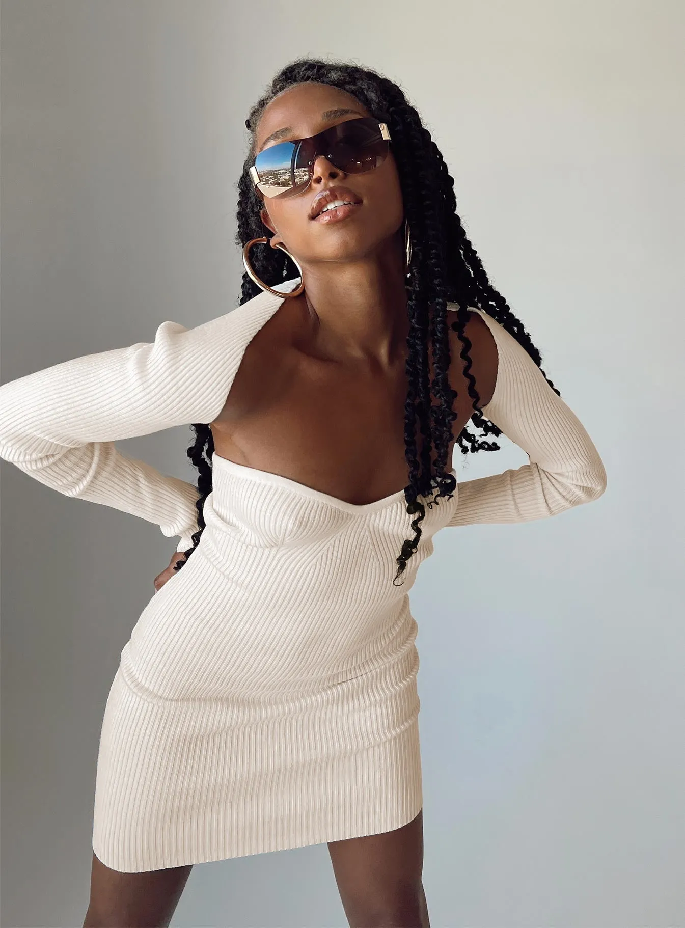 Hellie Mini Dress Cream Compressible All Season Style